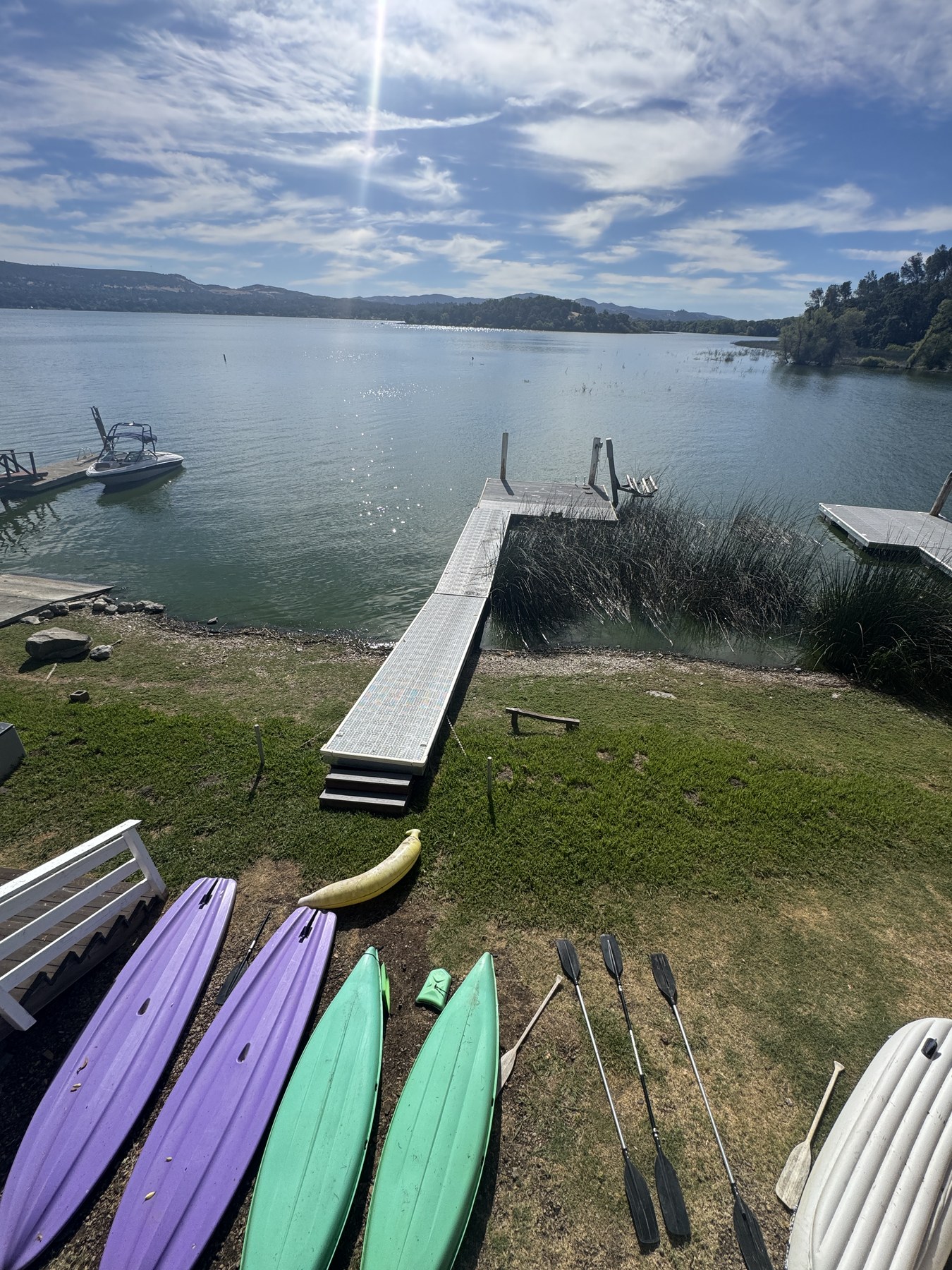 The view across Clear Lake from Sunrise Cove Lodge