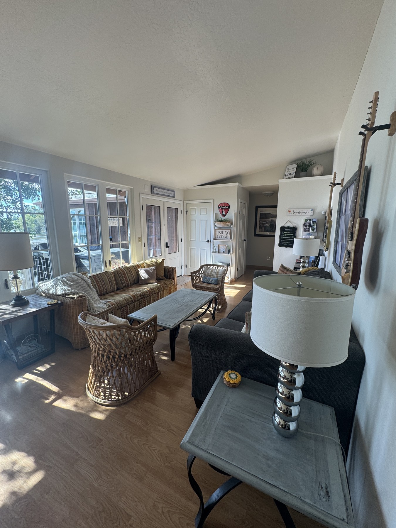 Lake-facing living room