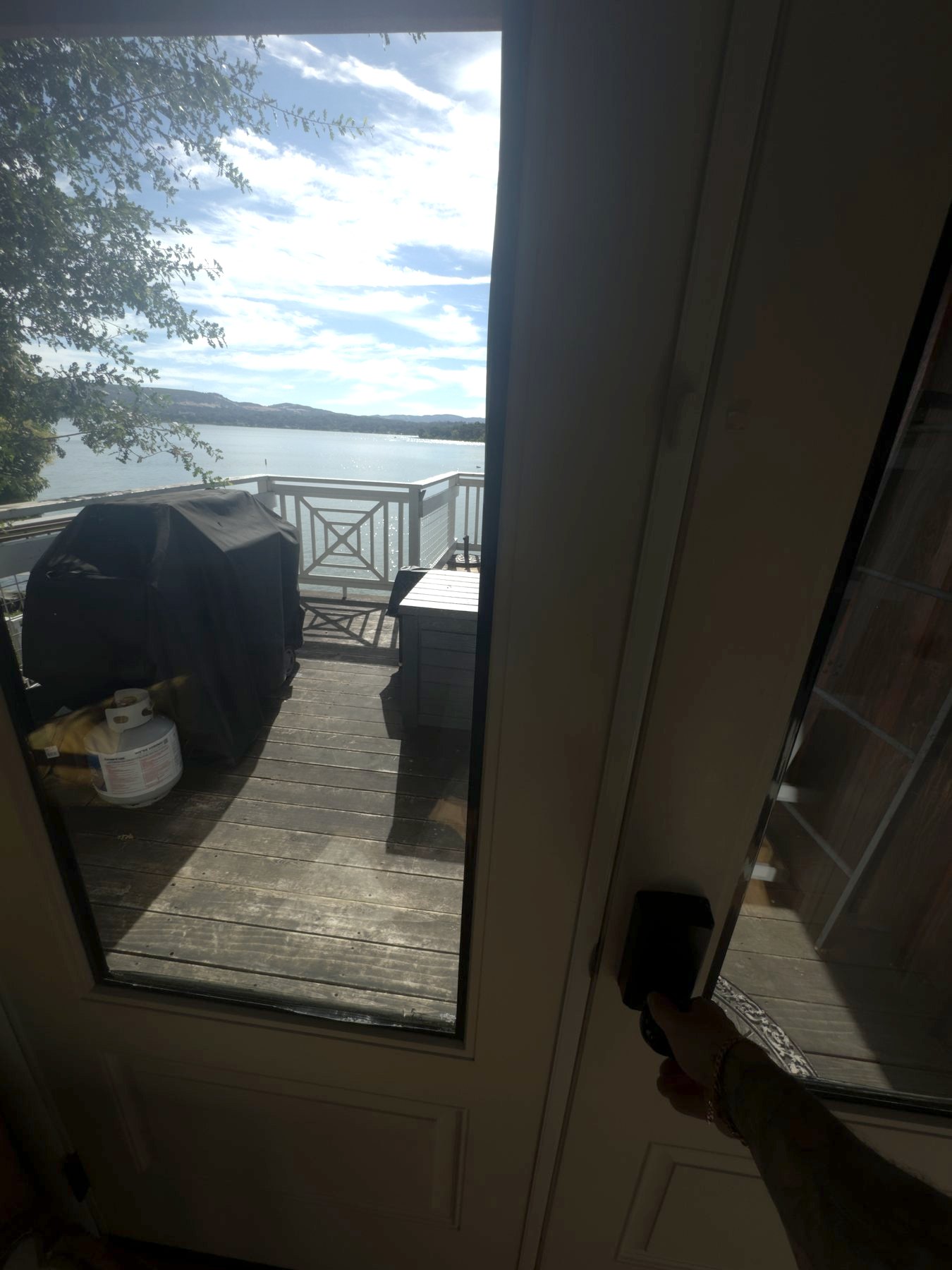 Grill area with a lake view