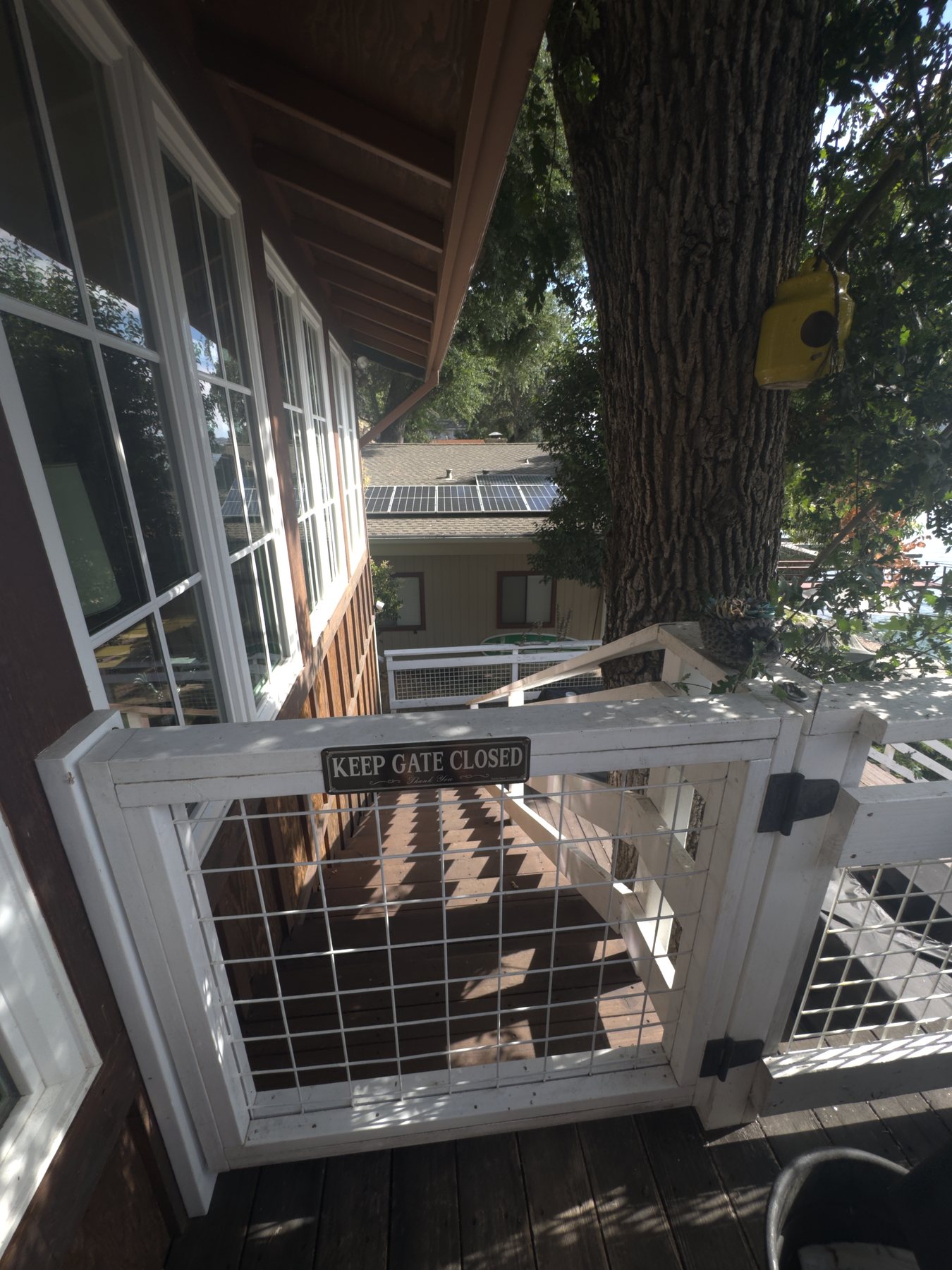 Tree-shaded porch and exterior connection